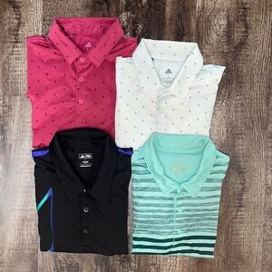 Adidas Set of 4 Polo Golf Classic Shirts w/ Logo, Size Large, Activewear Office